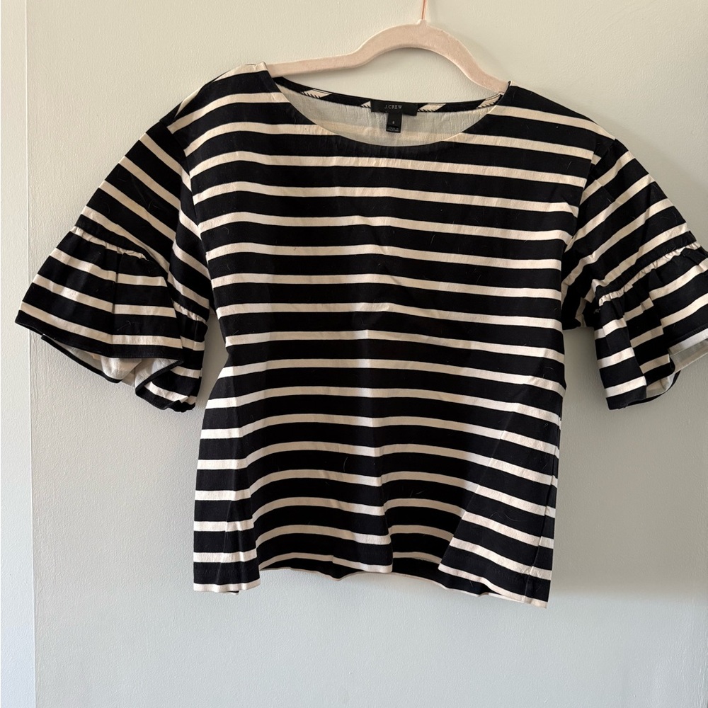 J. Crew Black and White Striped Women's Top